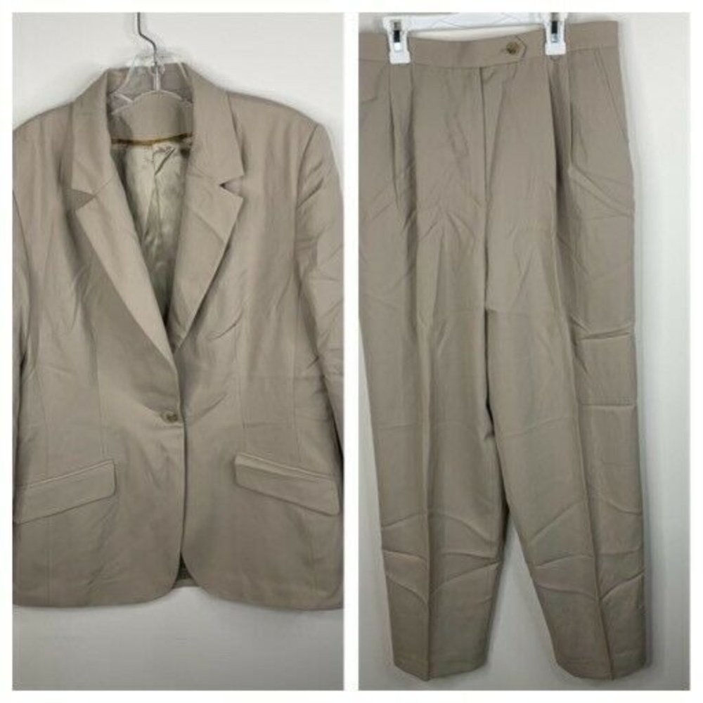 Vintage Chas Reed & Co Mens Size 10 Beige Suit Jacket & Pants Suit Set Made USA